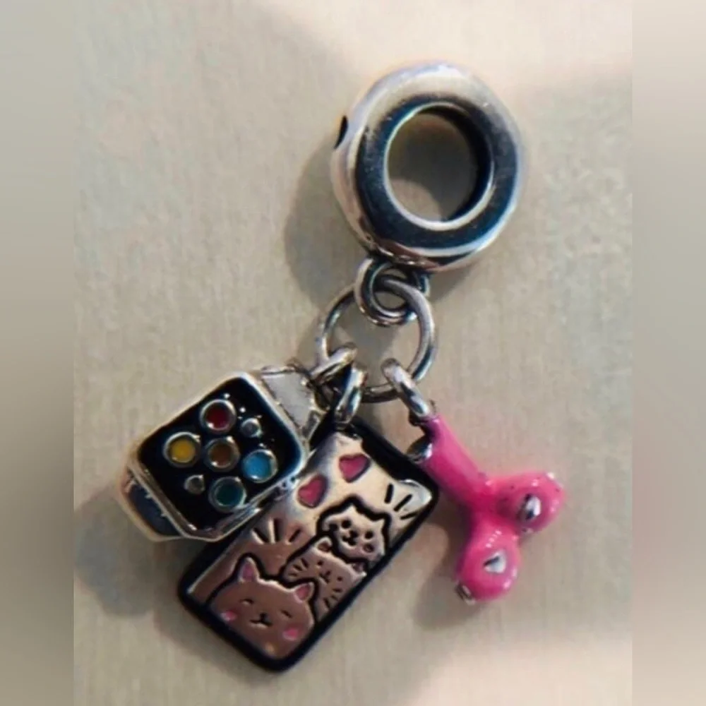 Triple Dangle IPhone, AirPods, Apple Watch Charm For Pandora Braclet Sil…